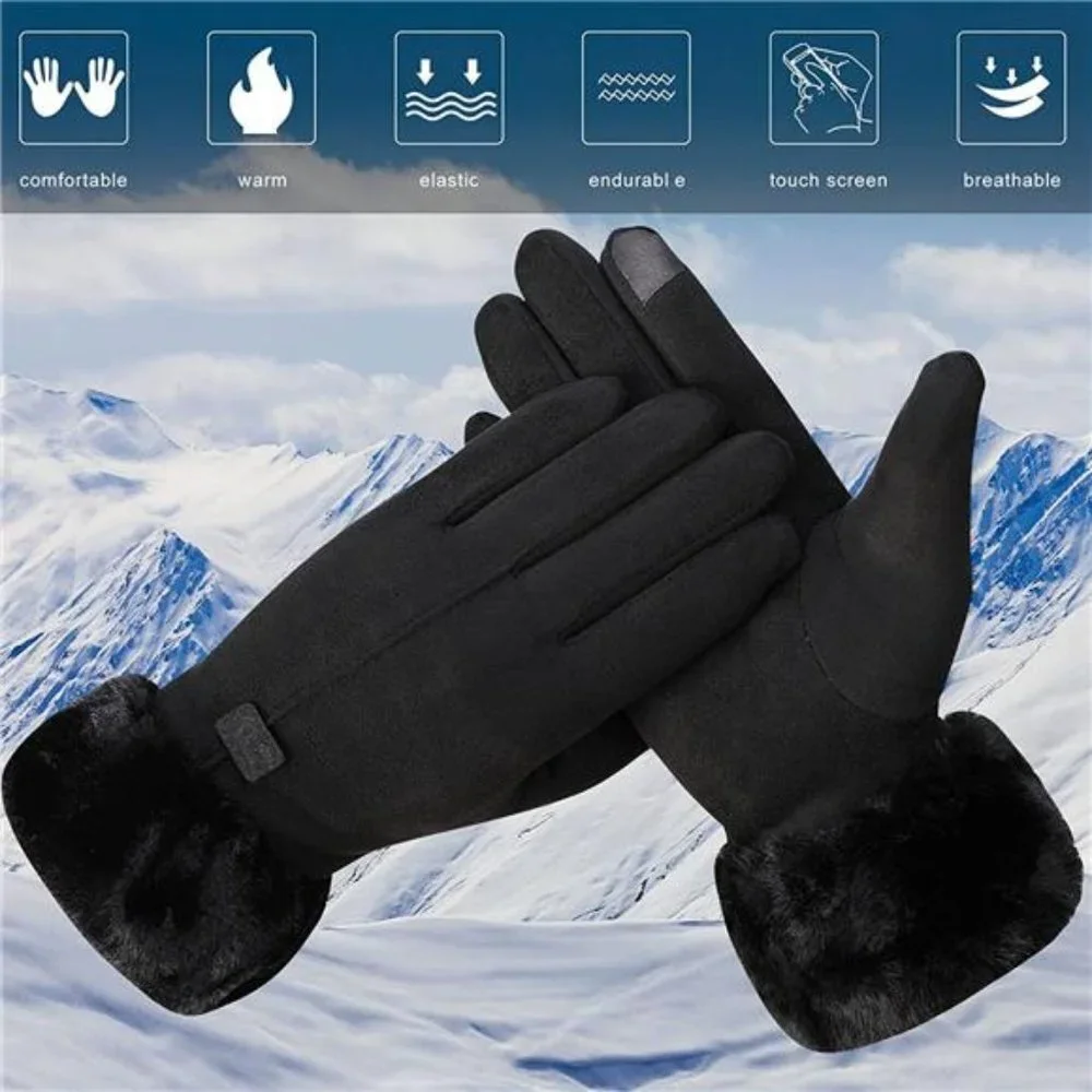 Winter Warm Touchscreen Glove Windproof Elastic Texting Black Gloves Women